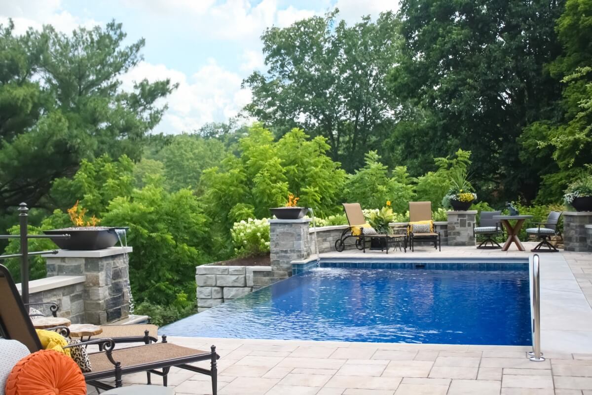 Outdoor kitchen, pool, and retreat