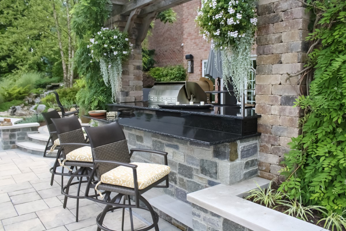 Outdoor kitchen, pool, and retreat