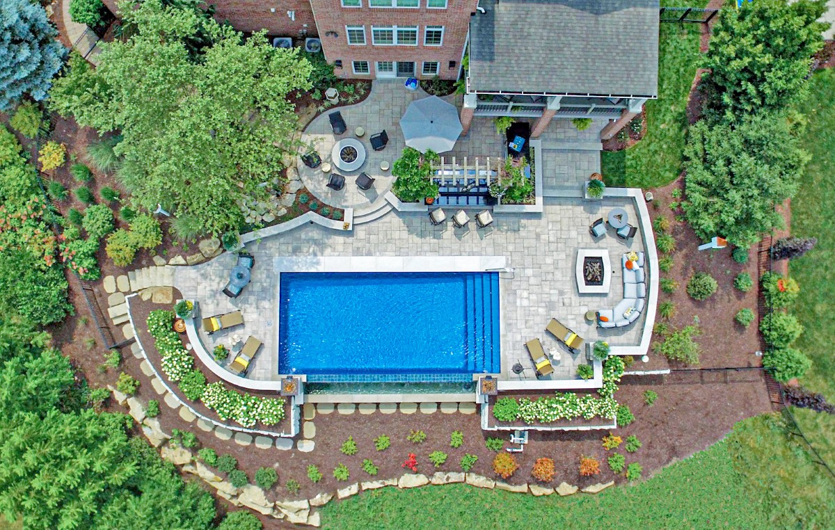 Outdoor kitchen, pool, and retreat