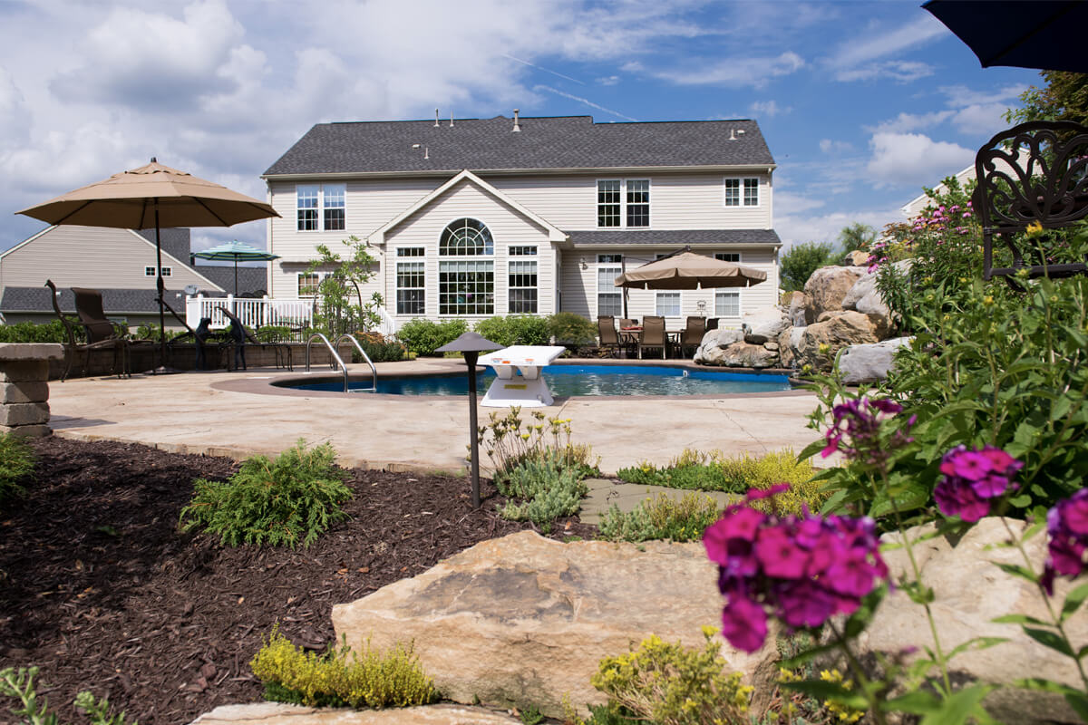 Outdoor pool and landscape