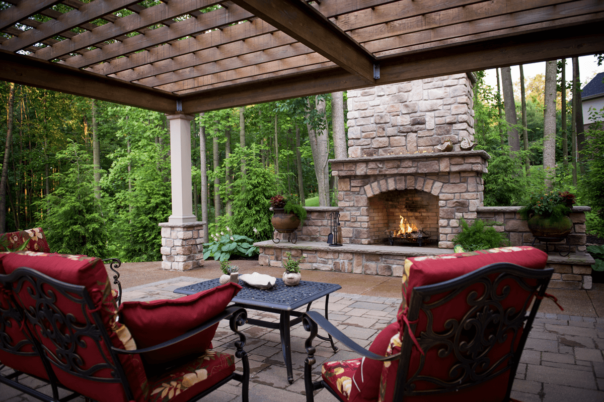 fireplace outside - outdoor oasis